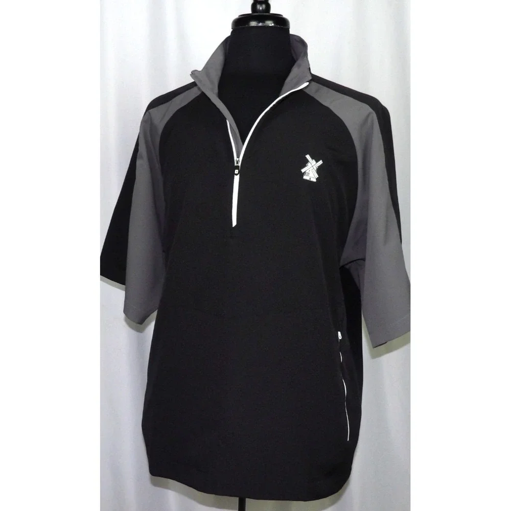 FootJoy Short Sleeved Black 1/2 Zip Performance Light Golf Jacket Men's Large